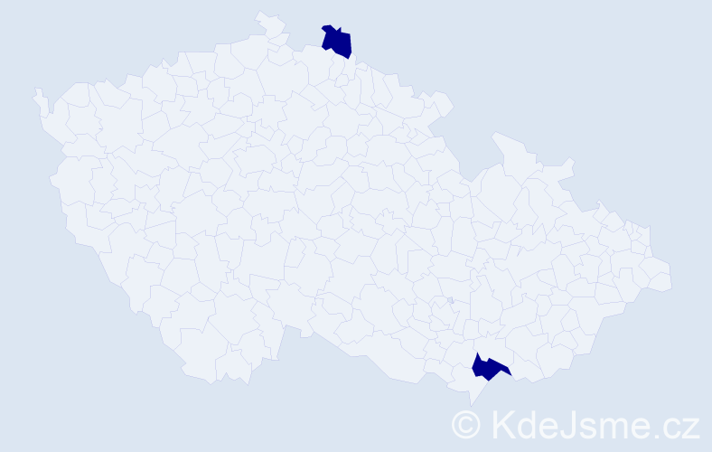 Jméno: 'Nicolas Petr', počet výskytů 2 v celé ČR