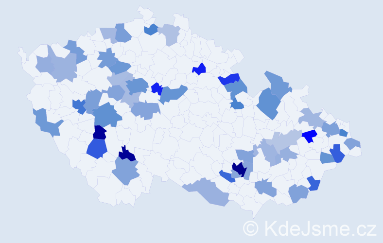 Jméno: 'Kim', počet výskytů 96 v celé ČR