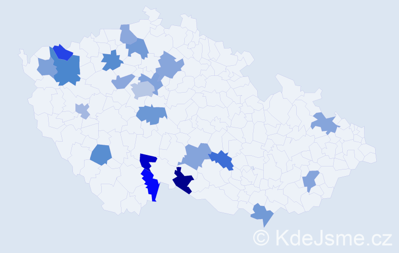 Jméno: 'Jan Karel', počet výskytů 25 v celé ČR