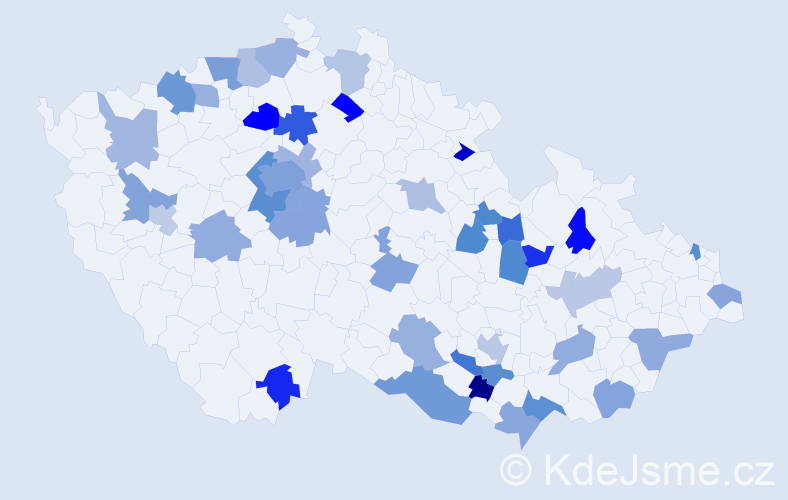 Jméno: 'Klementina', počet výskytů 64 v celé ČR
