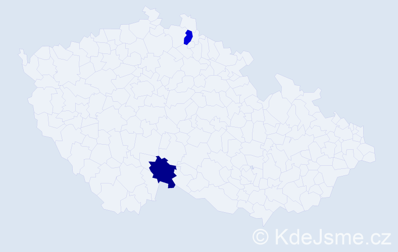 Jméno: 'Jasin', počet výskytů 2 v celé ČR