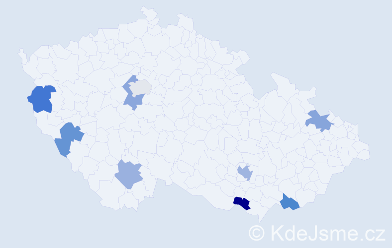 Jméno: 'Frederic', počet výskytů 10 v celé ČR