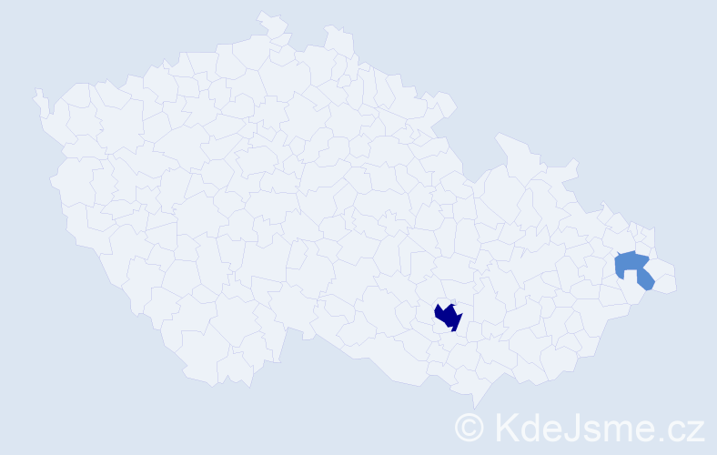 Jméno: 'Tali', počet výskytů 7 v celé ČR