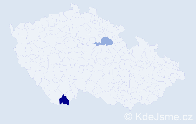 Jméno: 'Chirin', počet výskytů 2 v celé ČR