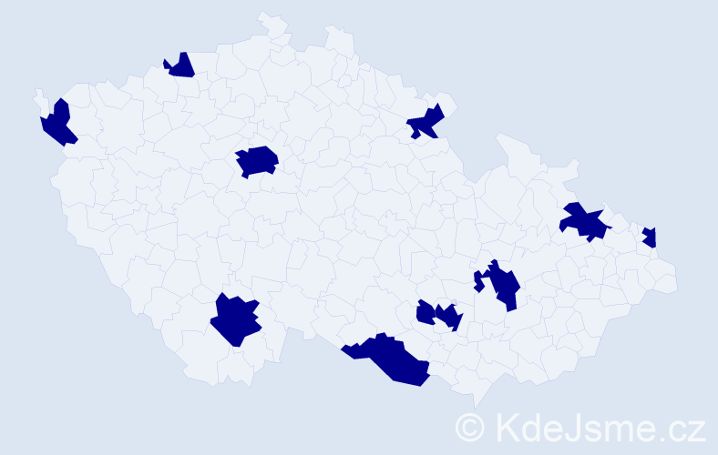 Jméno: 'Yasemin', počet výskytů 11 v celé ČR