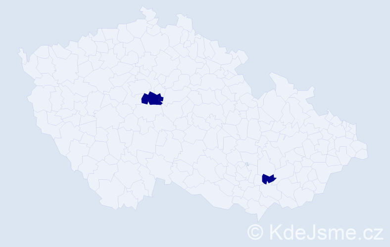 Jméno: 'Mia Isabelle', počet výskytů 2 v celé ČR