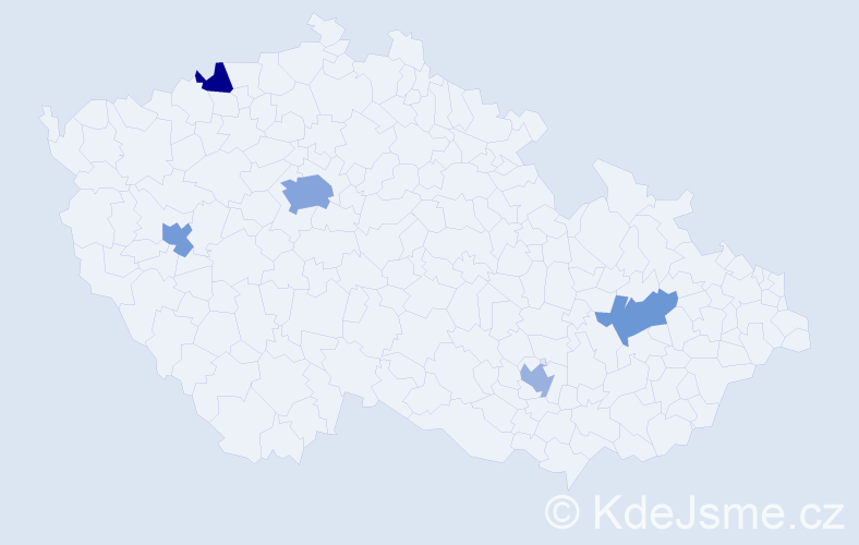 Jméno: 'Cesar', počet výskytů 8 v celé ČR