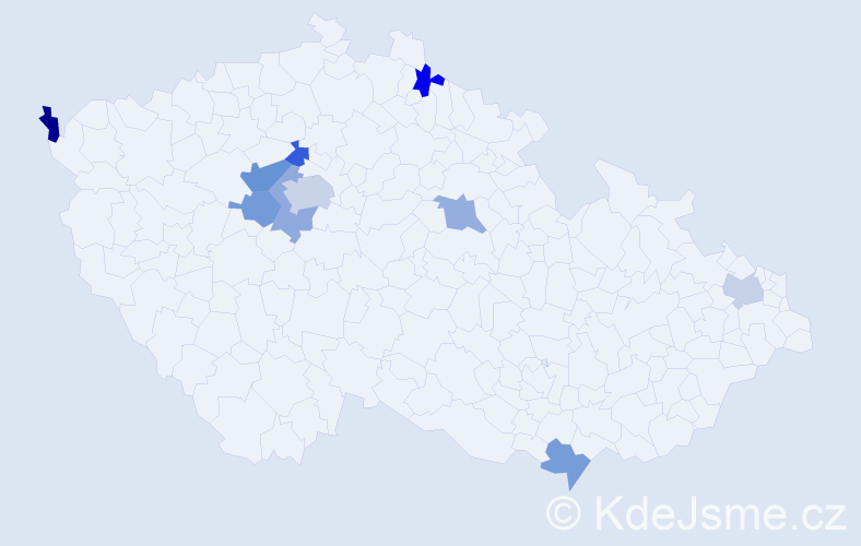 Jméno: 'Tadeáš Jan', počet výskytů 13 v celé ČR