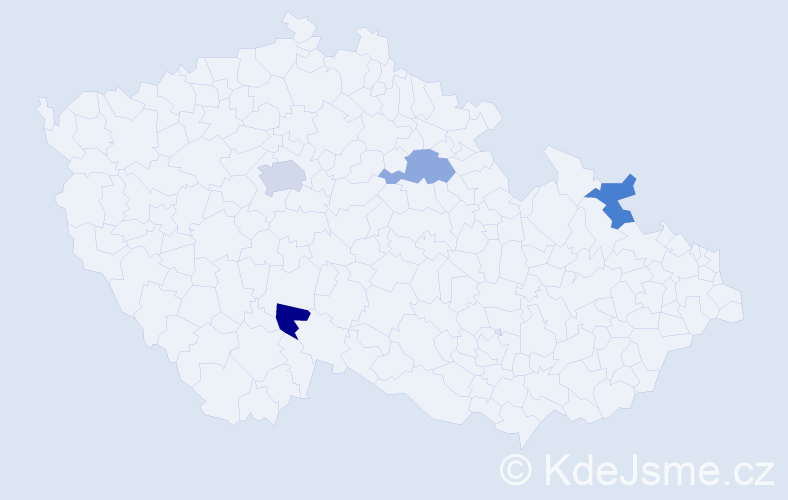 Jméno: 'Marcell', počet výskytů 5 v celé ČR