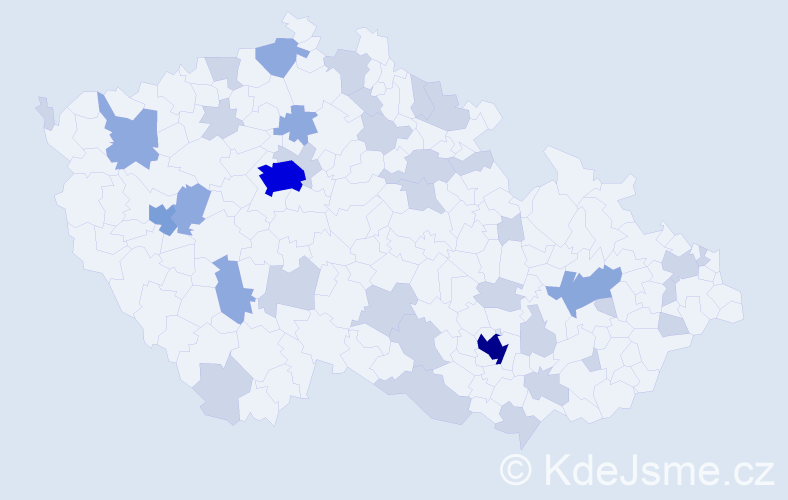 Jméno: 'Jacob', počet výskytů 71 v celé ČR