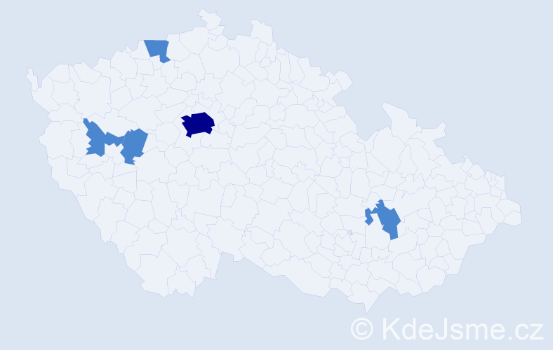 Jméno: 'Valdemara', počet výskytů 7 v celé ČR