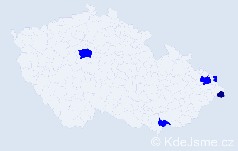 Jméno: 'Chrystian', počet výskytů 6 v celé ČR
