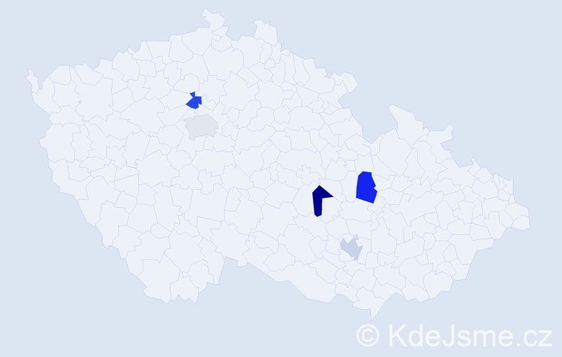 Jméno: 'Tereza Ester', počet výskytů 5 v celé ČR