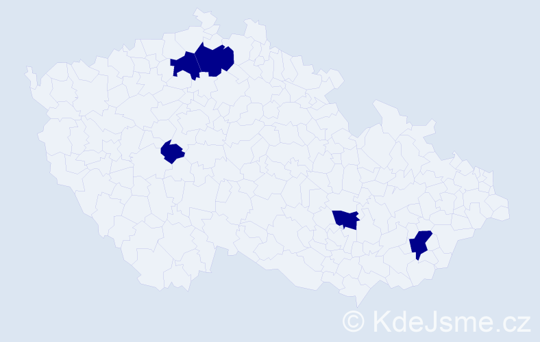 Jméno: 'Badamtsetseg', počet výskytů 5 v celé ČR