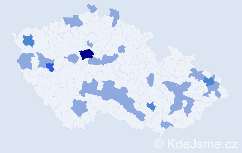 Jméno: 'Nathaly', počet výskytů 46 v celé ČR