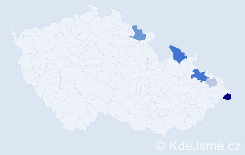 Jméno: 'Hedvíka', počet výskytů 6 v celé ČR