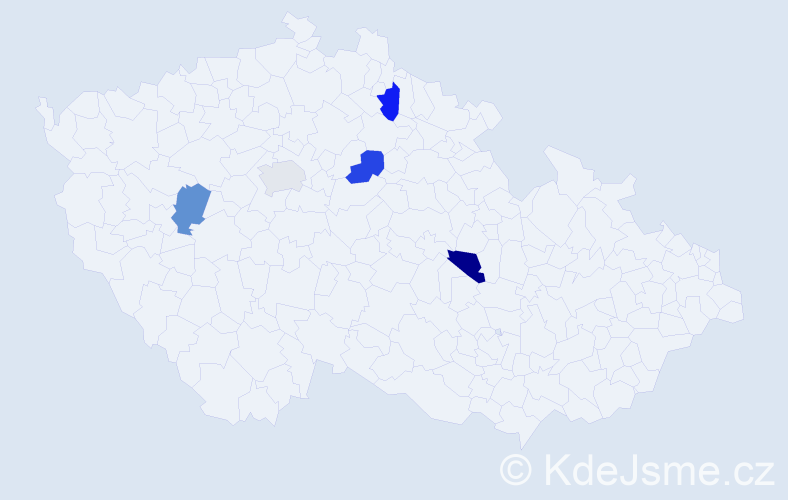 Jméno: 'Abrahám', počet výskytů 5 v celé ČR