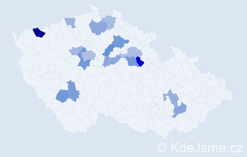 Jméno: 'Ludiše', počet výskytů 25 v celé ČR