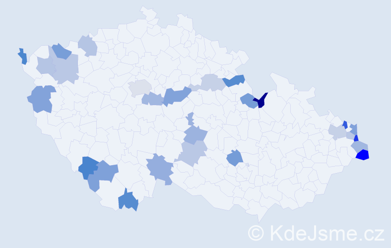 Jméno: 'Kazimíra', počet výskytů 35 v celé ČR