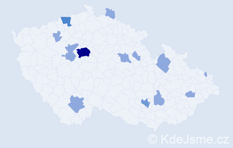 Jméno: 'Mohammed', počet výskytů 22 v celé ČR