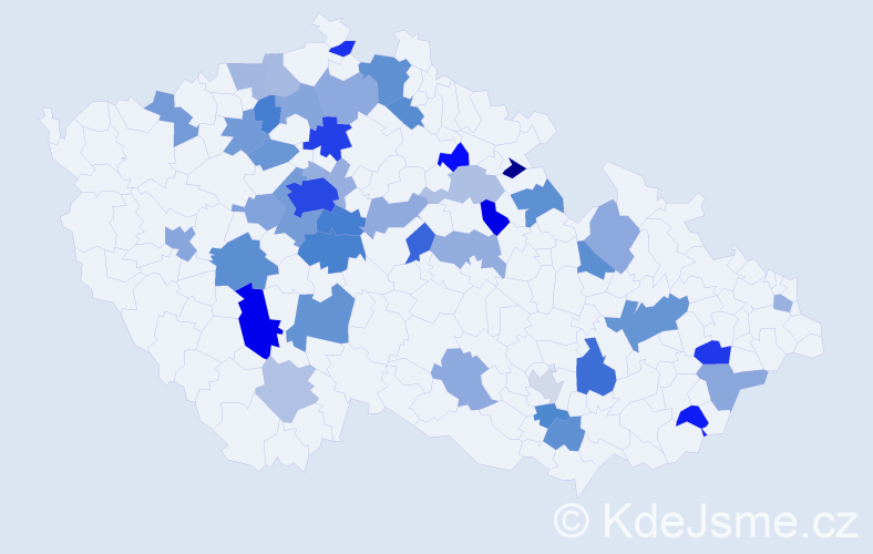 Jméno: 'Kilián', počet výskytů 87 v celé ČR