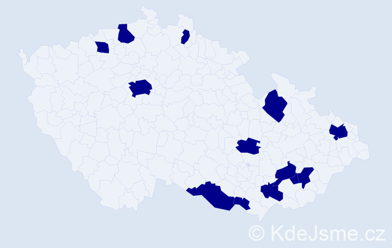 Jméno: 'Andělína', počet výskytů 13 v celé ČR