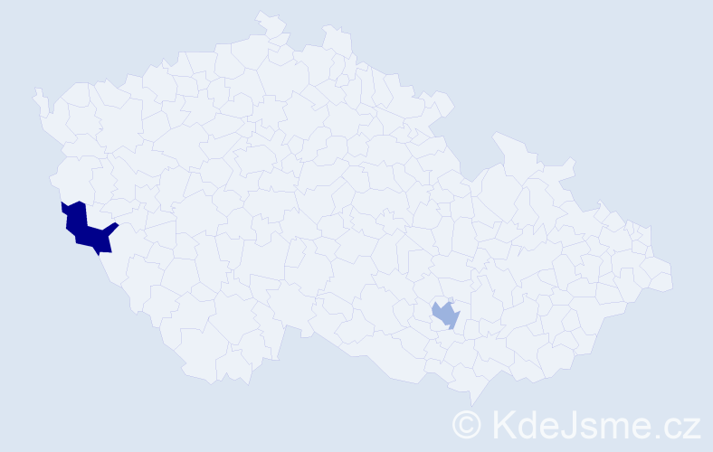 Jméno: 'Tamáš', počet výskytů 2 v celé ČR