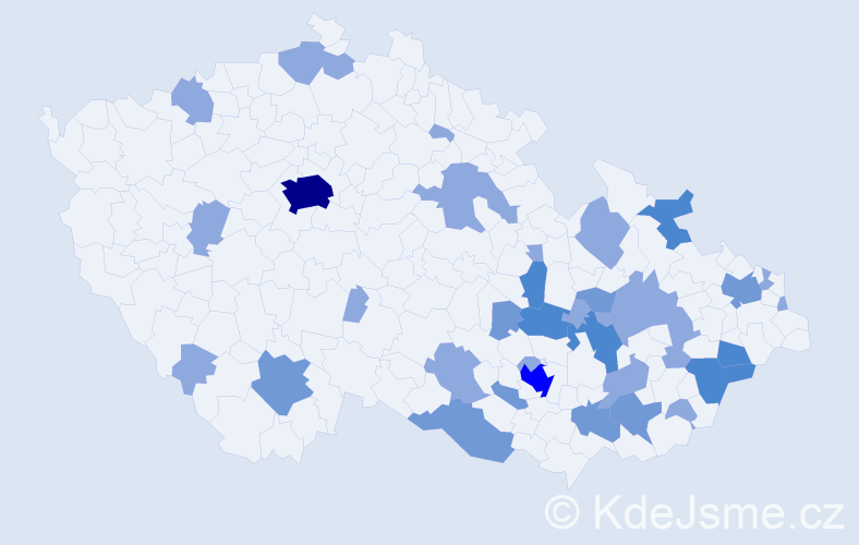 Jméno: 'Vincencie', počet výskytů 67 v celé ČR