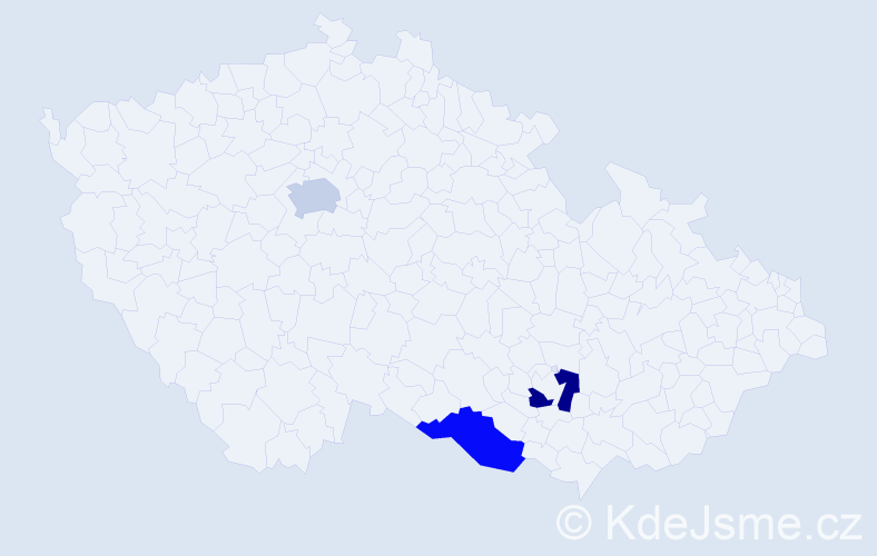 Jméno: 'Nezar', počet výskytů 3 v celé ČR