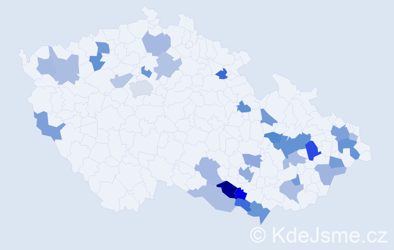 Jméno: 'Blaženka', počet výskytů 50 v celé ČR
