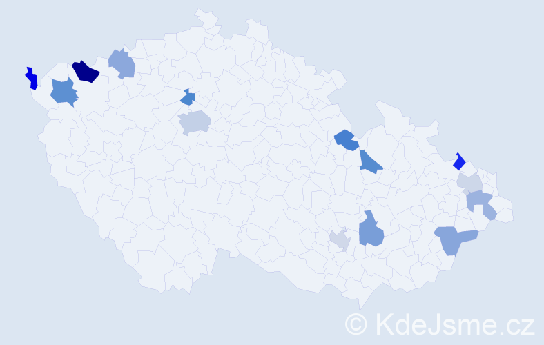 Jméno: 'Kerstin', počet výskytů 19 v celé ČR
