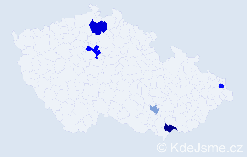 Jméno: 'Daniel Karel', počet výskytů 5 v celé ČR
