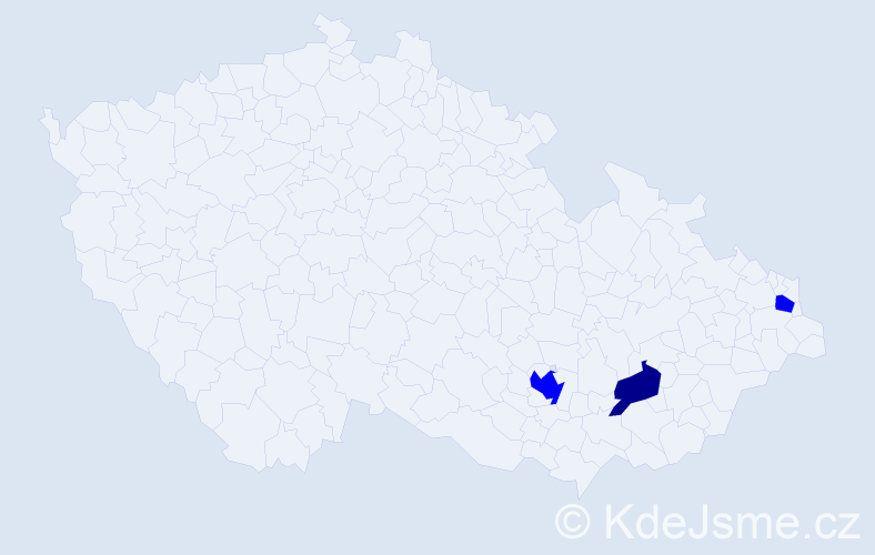 Jméno: 'Mikail', počet výskytů 4 v celé ČR