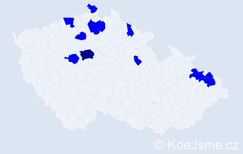 Jméno: 'Vasiĺ', počet výskytů 12 v celé ČR