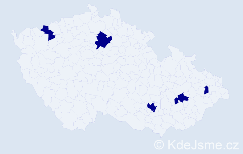 Jméno: 'Nándor', počet výskytů 5 v celé ČR