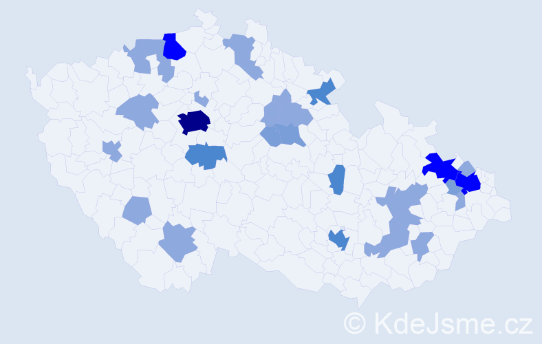 Jméno: 'Janeta', počet výskytů 61 v celé ČR