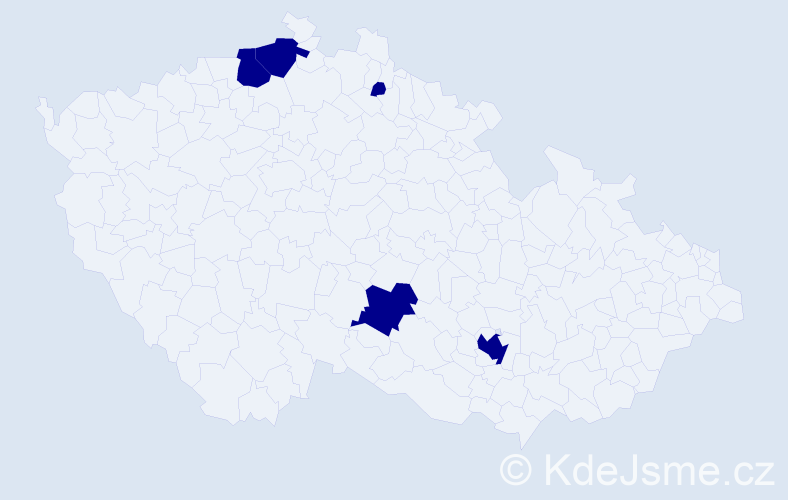 Jméno: 'Jessica Marie', počet výskytů 5 v celé ČR