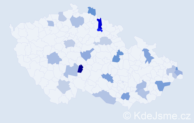 Jméno: 'Celestýna', počet výskytů 34 v celé ČR