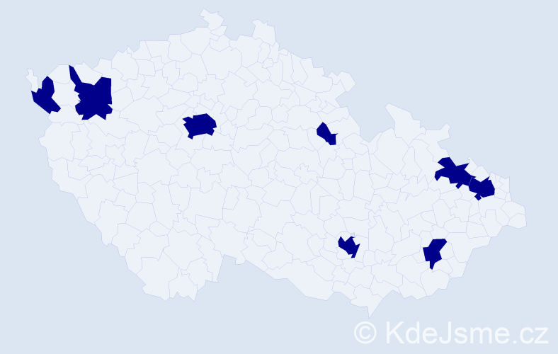 Jméno: 'Žanet', počet výskytů 8 v celé ČR