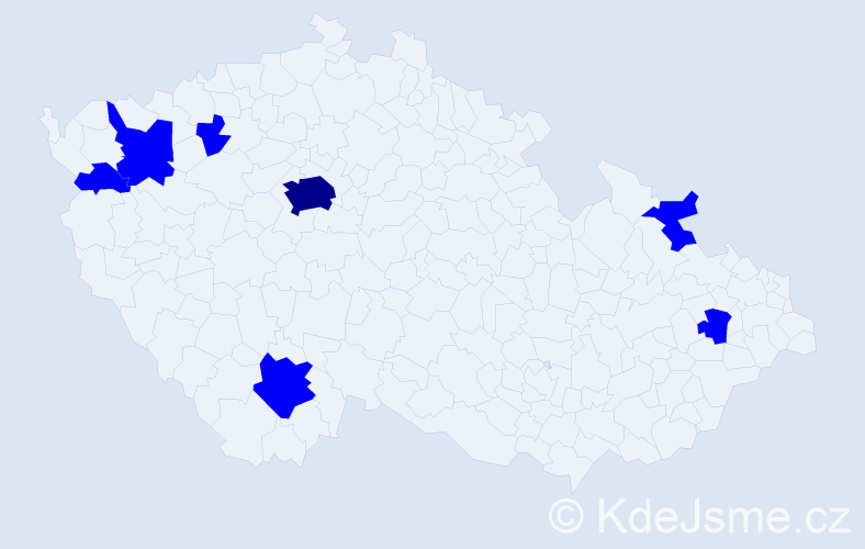 Jméno: 'Mikola', počet výskytů 8 v celé ČR