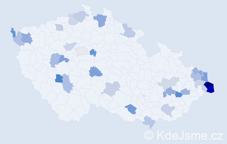 Jméno: 'Krystian', počet výskytů 55 v celé ČR