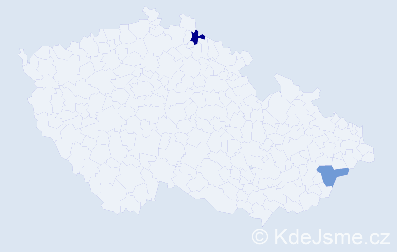 Jméno: 'Angelina Marie', počet výskytů 2 v celé ČR