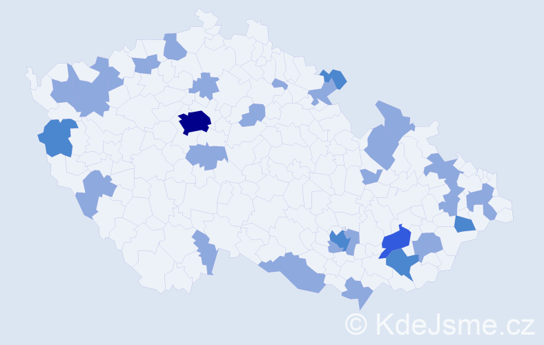 Jméno: 'Odeta', počet výskytů 44 v celé ČR