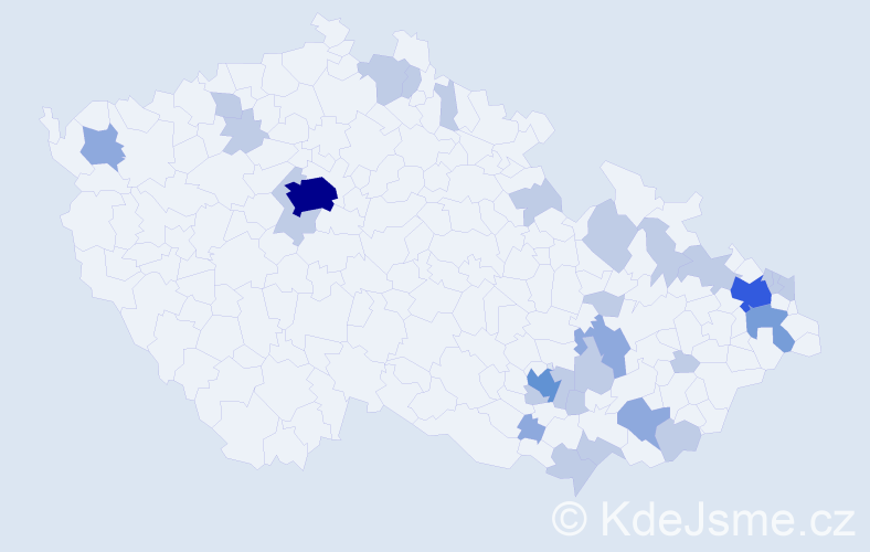 Jméno: 'Dalila', počet výskytů 52 v celé ČR