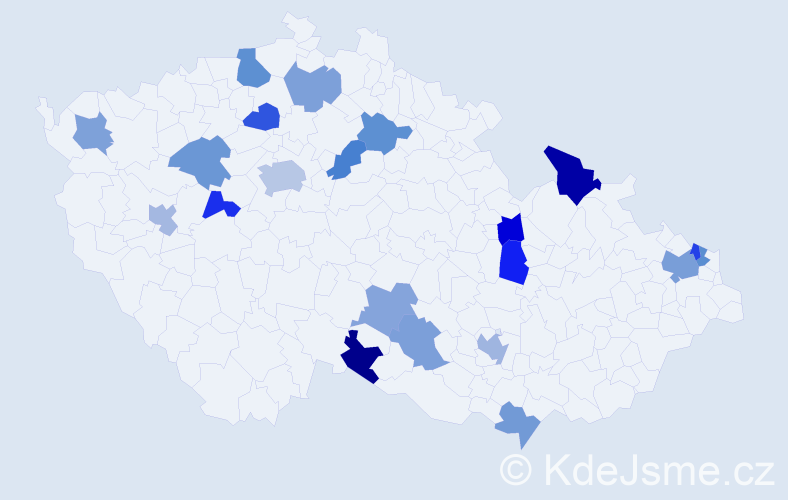 Jméno: 'Daňa', počet výskytů 29 v celé ČR
