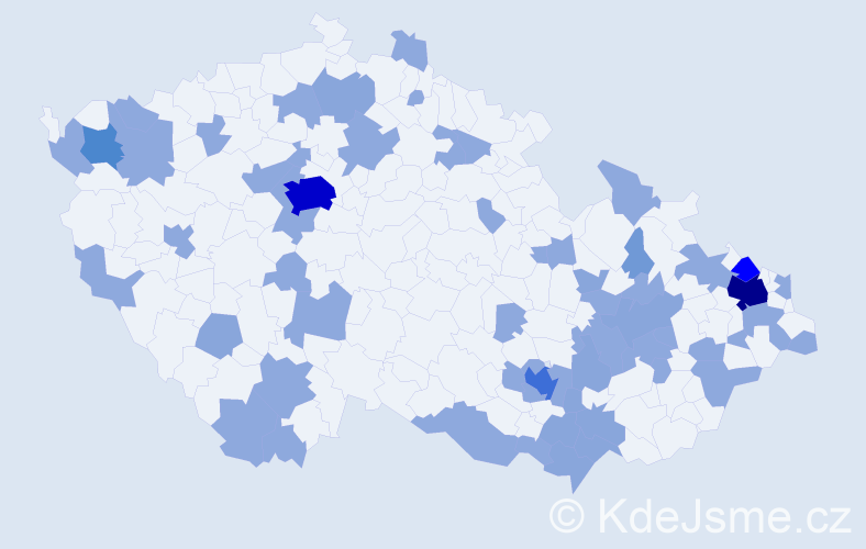 Jméno: 'Bernardina', počet výskytů 100 v celé ČR