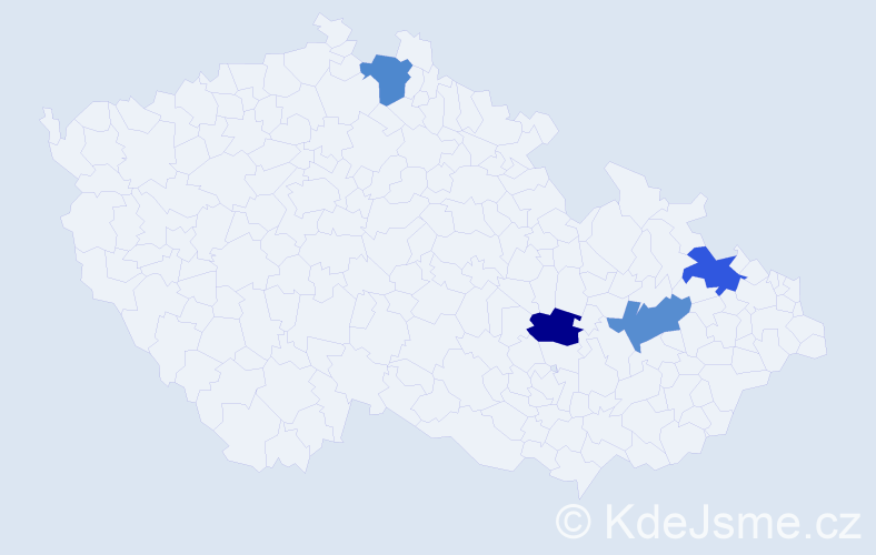Jméno: 'Ruda', počet výskytů 4 v celé ČR
