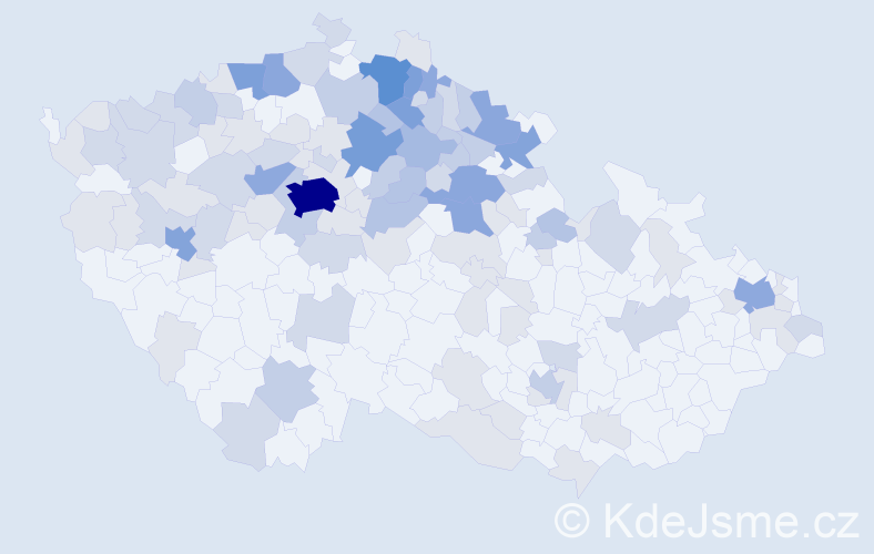 Jméno: 'Hanička', počet výskytů 289 v celé ČR