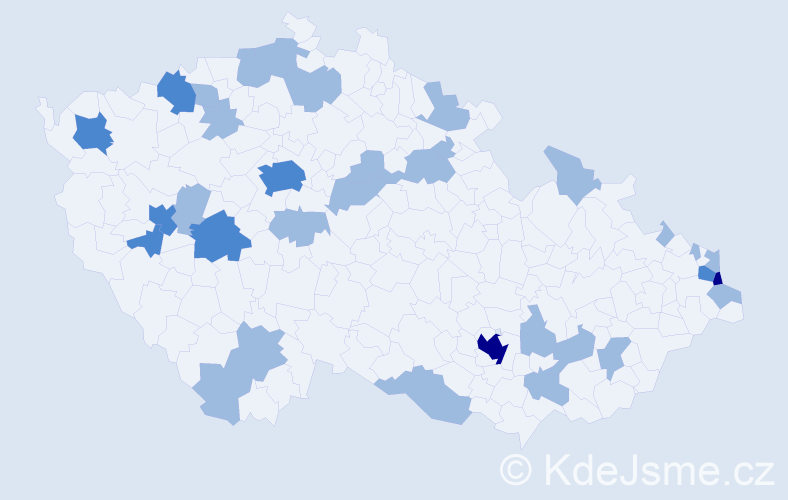Jméno: 'Kornelia', počet výskytů 46 v celé ČR