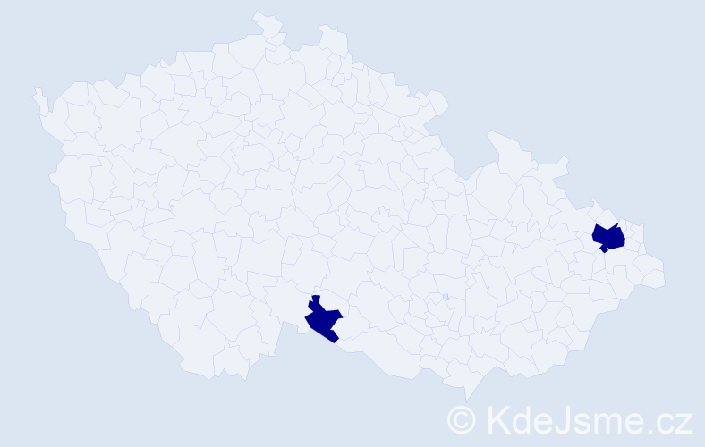 Jméno: 'Rebekah', počet výskytů 2 v celé ČR